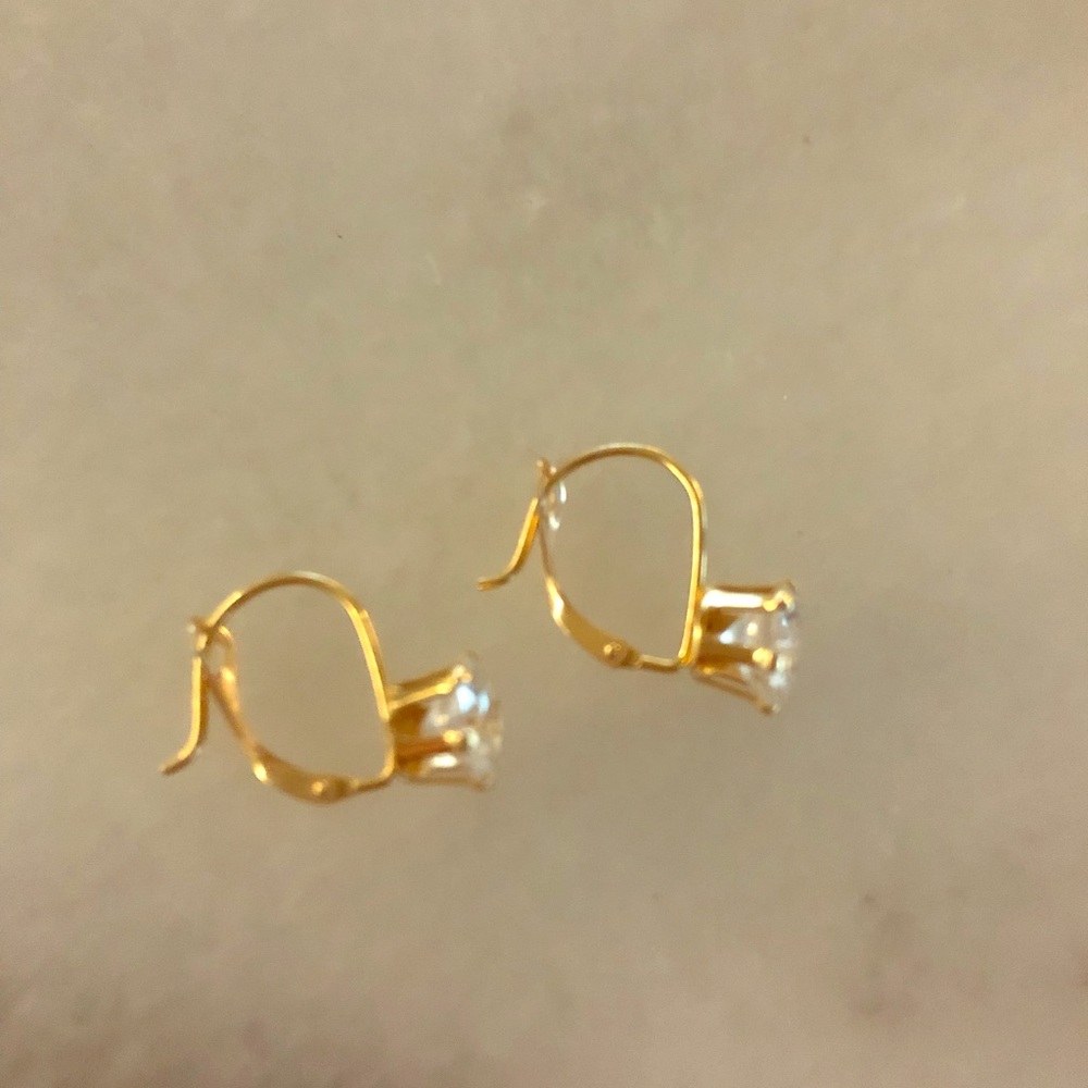 14K CZ earrings 1 carat size